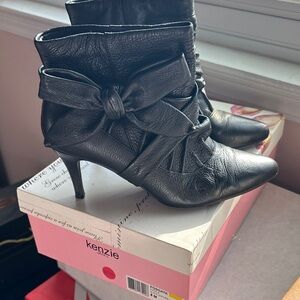Kenzie Black Heeled Boots with Bow Detail